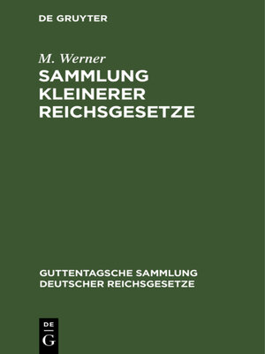 cover image of Sammlung kleinerer Reichsgesetze